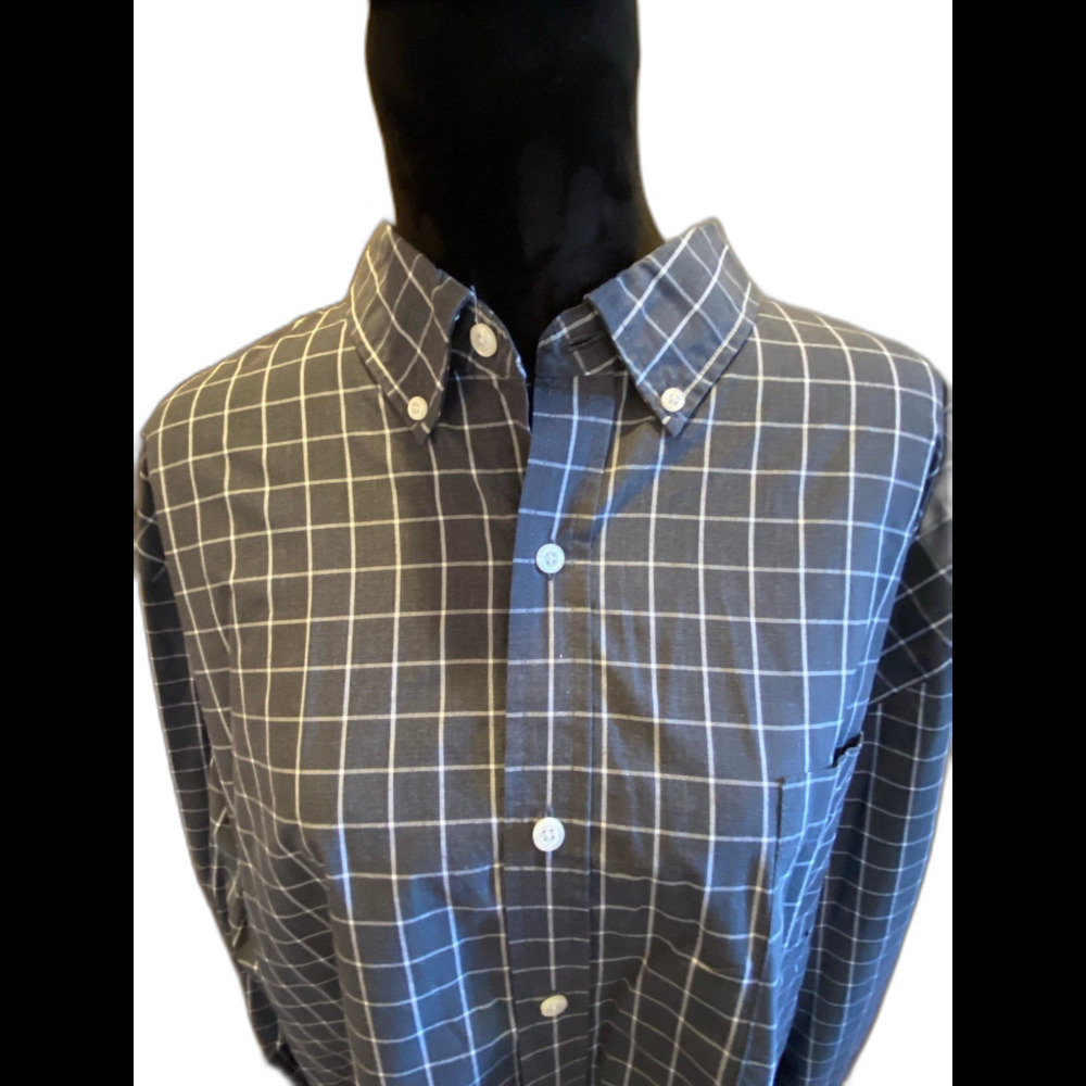 Croft & Barrow Men’s 3X Big &  Tall Gray Long Sleeved Plaid Buttondown Shirt‎